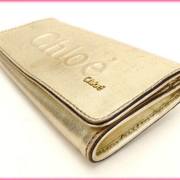 Chloe Wallet Purse Long Wallet Gold Woman Authentic Used - Picture 4 of 5